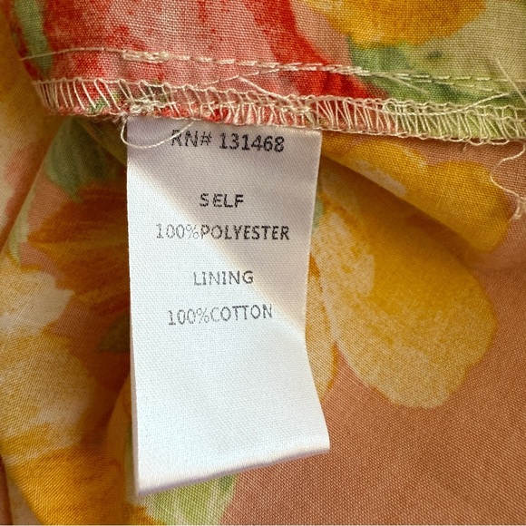 Fate Women's Whimsical Floral Print Ruffled Blouse Yellow Peach Cream Size M - Picture 11 of 11